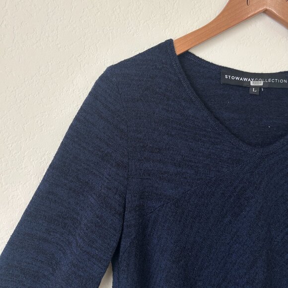 Stowaway Collection Sweater Womens Large Maternity Blue Black V-Neck Top L - Picture 4 of 6